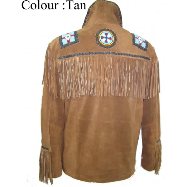 Western Cow Boy Leather Suede Fringe - Huron Jacket 140