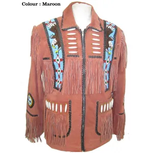 Western Cow Boy Leather Suede Fringe - Huron Jacket 140