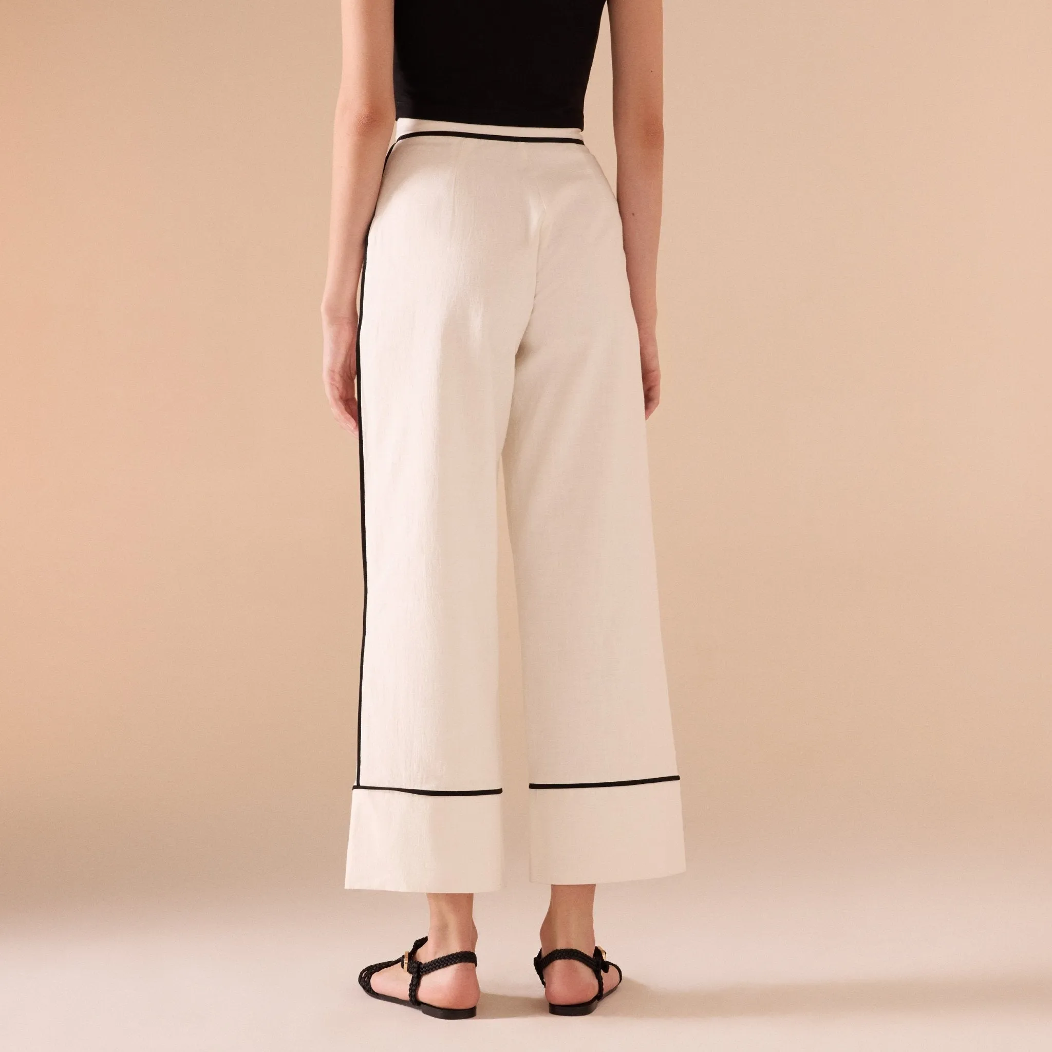 Wide Leg Pants With Black Lines