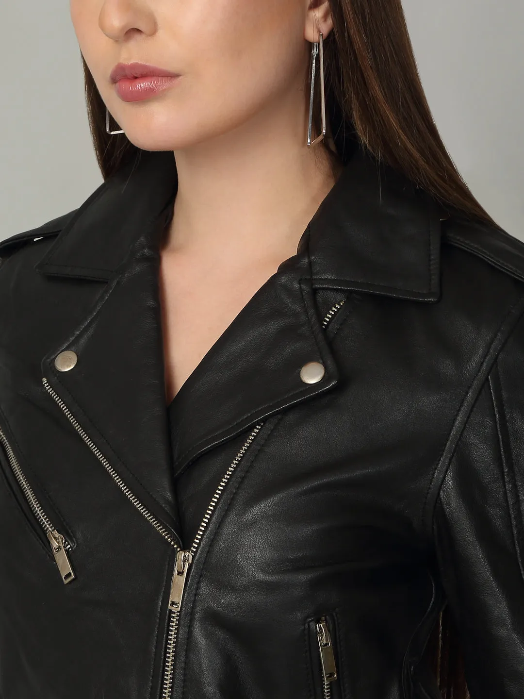 Women's Classic Leather Biker Jacket