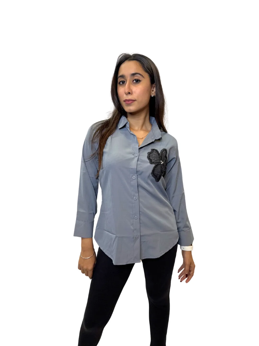 Women's Grey Opaque Formal Shirt