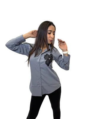 Women's Grey Opaque Formal Shirt