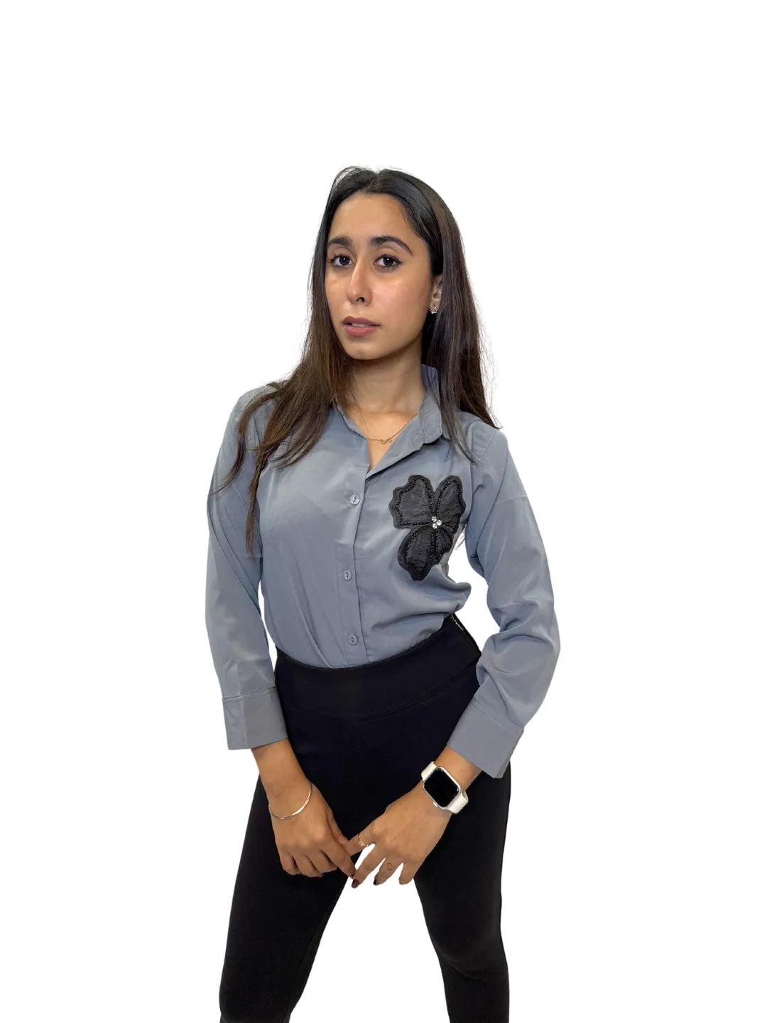Women's Grey Opaque Formal Shirt