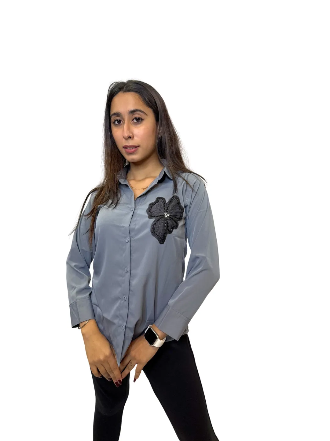 Women's Grey Opaque Formal Shirt