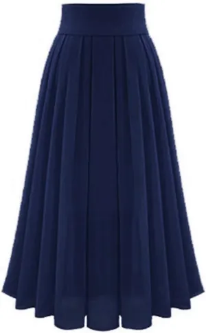 Women's Pleated Skirt Chiffon Elastic High Waist A-Line Maxi Skirts Casual Swing Dresses Summer Boho A-line Dress