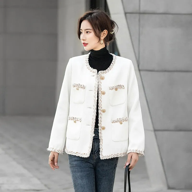 Women's Single Breasted Tweed Design Business Jacket - Ailime Designs